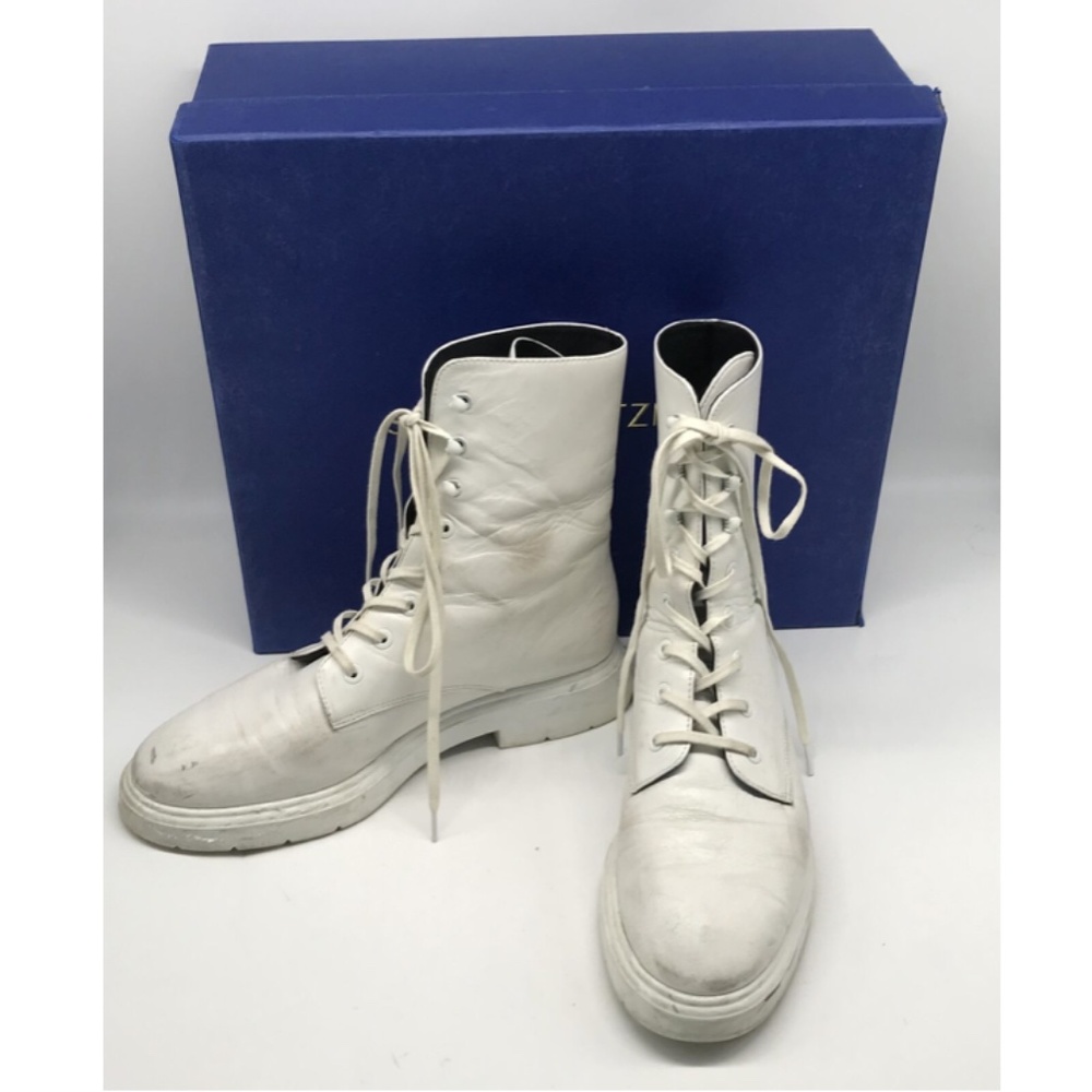 Stuart Weitzman Mckenzee Combat Boot In White Smo… - image 1
